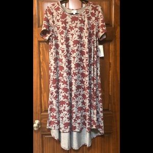NWT LuLaRoe Carly Dress- Grey & Burgundy Floral